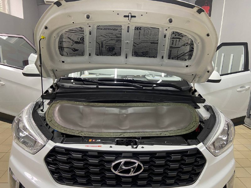 Капот виброобшивка шумоизоляция Hyundai Creta теплоизоляция фото